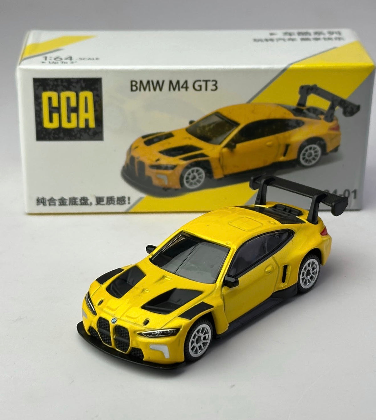 Trudj BMW M4 GT3 Diecast Model Car – Yellow & Black Racing Edition