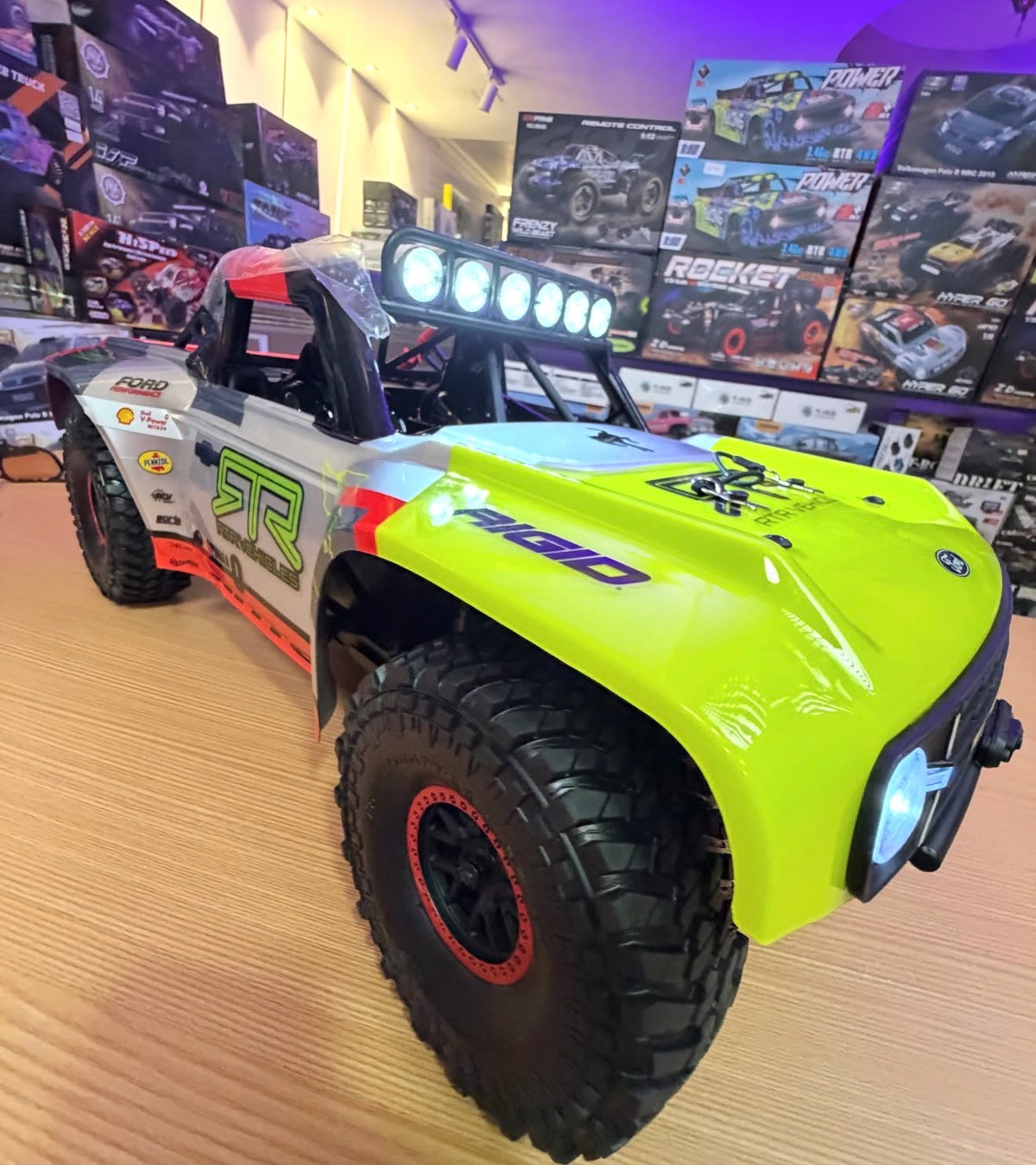 Trudj White, Black & Neon Green RC Off-Road Truck