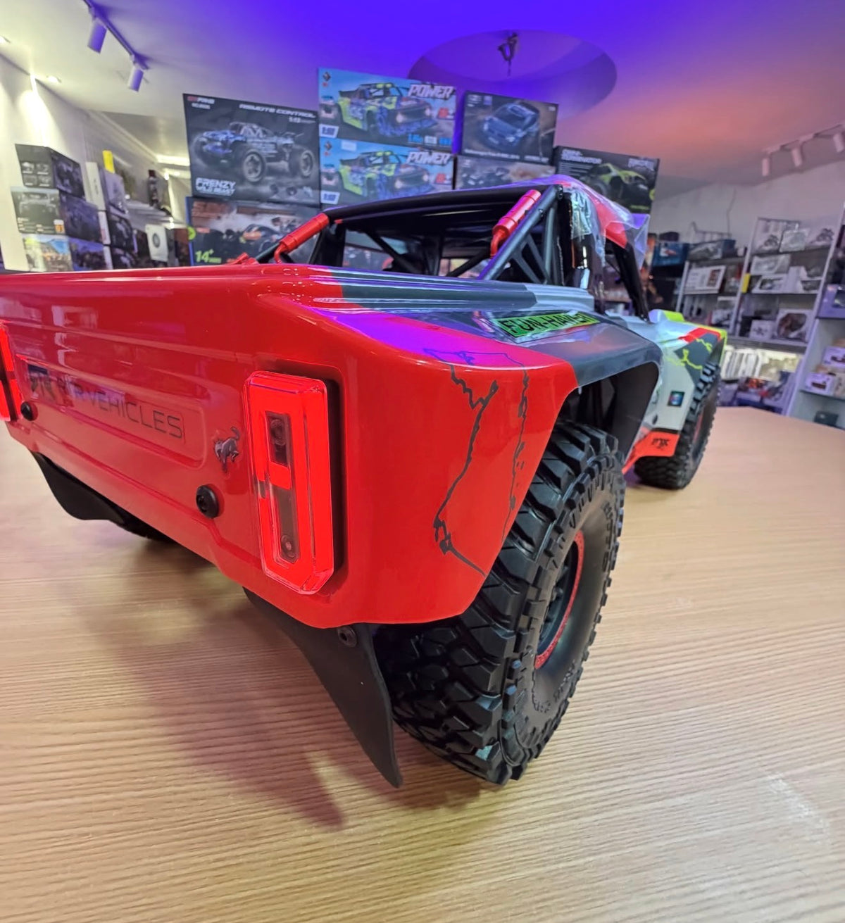 Trudj White, Black & Neon Green RC Off-Road Truck